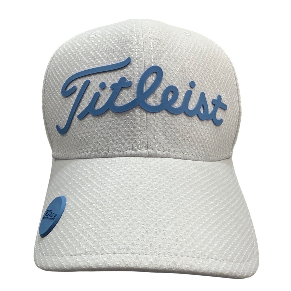 Titleist‎ Golf Hat White Blue Raised Script Logo Adjustable Ball Marker Cap